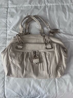 Charles David Women's Cream Leather Satchel Handbag